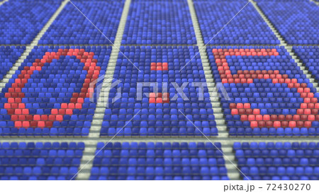 0-5 score made with football arena seats, sports conceptual 3D rendering 72430270