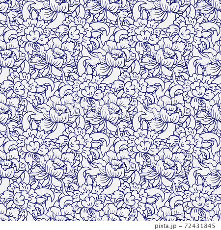 Seamless oriental floral pattern with stylized peonies. Seamless oriental floral pattern with stylized peonies. 72431845