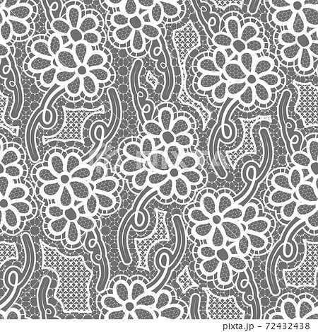 Lace dark seamless pattern with flowers on gray background 72432438