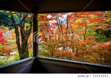 窓から見える美しい紅葉 72433051