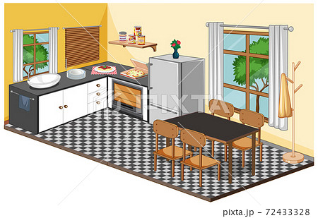 Dining room interior with furniture in modern style Dining room interior with furniture in modern style 72433328