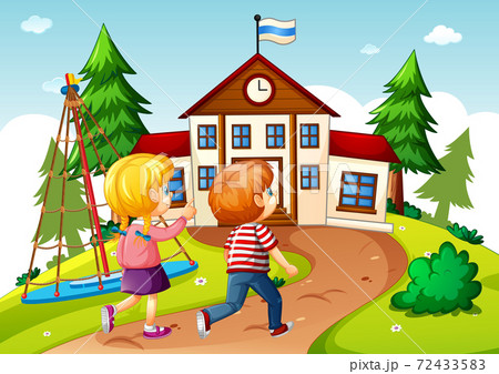 Children in the school scene 72433583