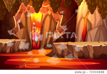 Infernal dark cave with lava scene Infernal dark cave with lava scene 72433688