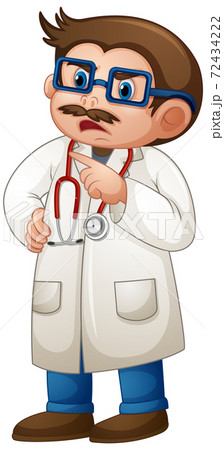 Doctor man in uniform cartoon character on white background 72434222