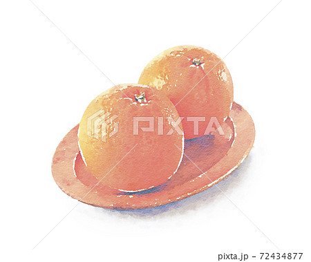 オレンジ　水彩画風 72434877
