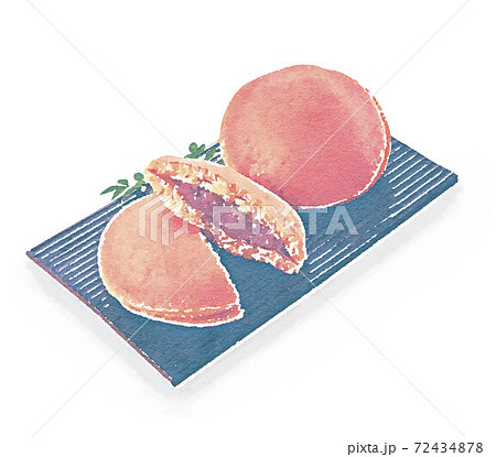どら焼き　水彩画風 72434878