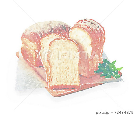 ふんわり山型食パン　水彩画風 72434879