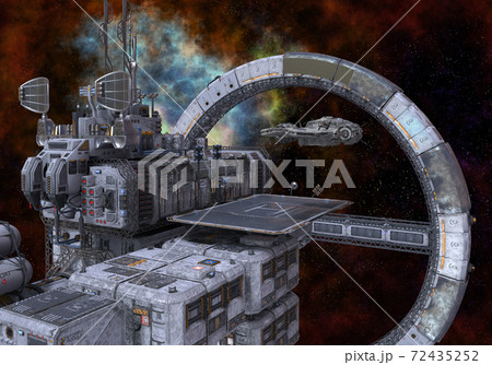 Future space station in deep space 3d illustration Future space station in deep space 3d illustration 72435252
