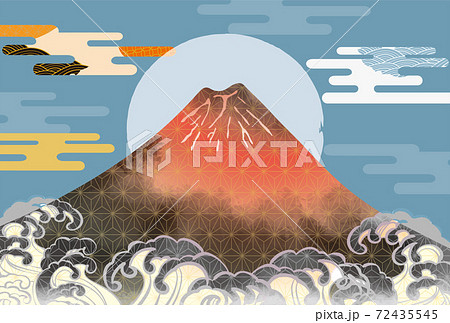 日本 富士山の美しい和風イメージ背景イラストのイラスト素材 日本 富士山の美しい和風イメージ背景イラストのイラスト素材