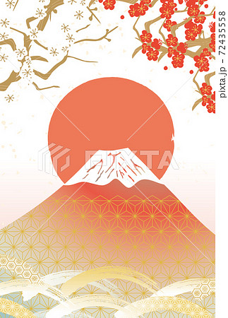 日本 富士山の美しい和風イメージ背景イラストのイラスト素材