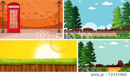 Four different scenes in nature setting cartoon 72435966