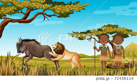 Ethnic people of African tribes in traditional 72436114