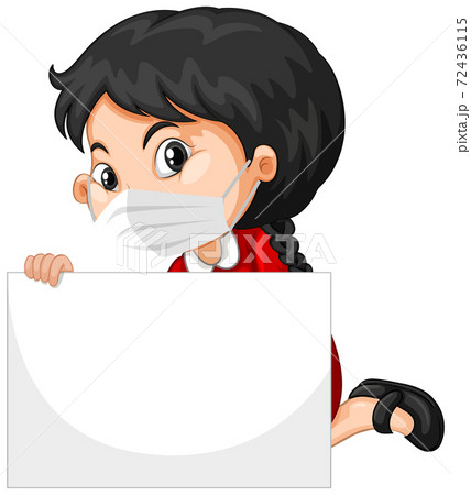 Cute young girl cartoon character holding blank 72436115