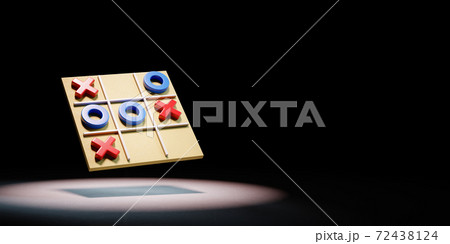 Tic-Tac-Toe Game Board Spotlighted on Black Background Tic-Tac-Toe Game Board Spotlighted on Black Background 72438124