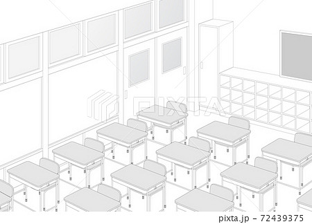 教室 学校 漫画風背景素材のイラスト素材