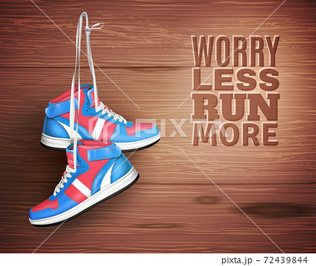Pair Of leather Sports  Shoes On Wood Background 72439844