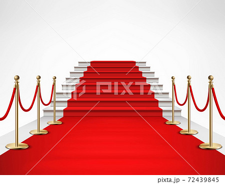 Red Carpet White Stairs Realistic Illustration 72439845
