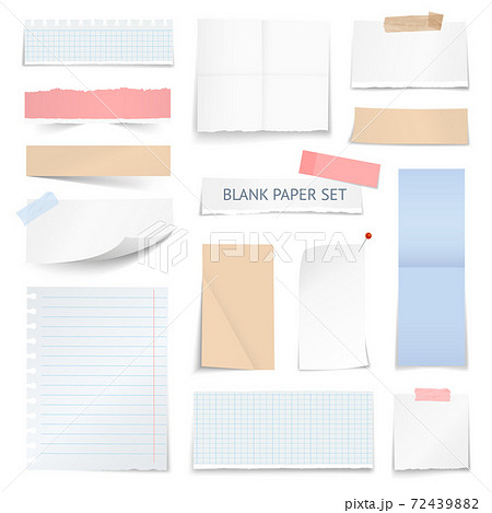 Blank Paper Sheets Strips Realistic Collection Blank Paper Sheets Strips Realistic Collection 72439882