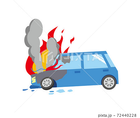 事故を起こして炎上する車 事故を起こして炎上する車 72440228