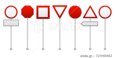 Red Road Signs Realistic Set 72440402