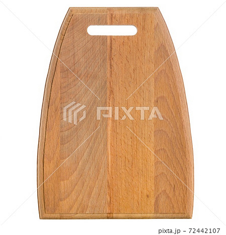 Cutting wooden board isolated on white background. View from above. Cutting wooden board isolated on white background. View from above. 72442107