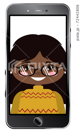 Afro american girl chatting online 72442806