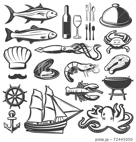 Seafood Icon Set Seafood Icon Set 72445050