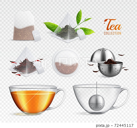 Tea Brewing Bag Realistic Transparent Icon Set Tea Brewing Bag Realistic Transparent Icon Set 72445117