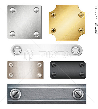 Realistic Metal Plates With Fasteners Realistic Metal Plates With Fasteners 72445152