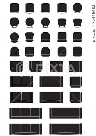 インテリアイラスト素材 平面図椅子セット シルエットのイラスト素材