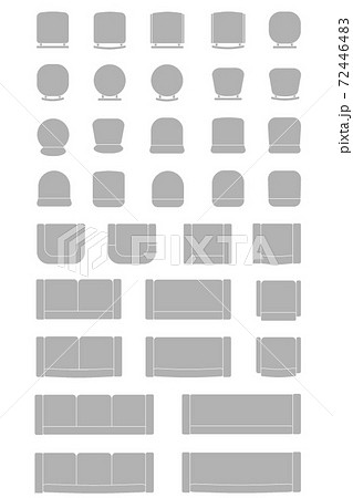 インテリアイラスト素材 平面図椅子セット シルエットのイラスト素材