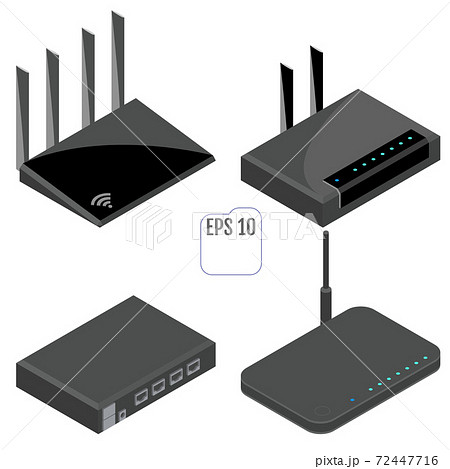 Router isometric icons set. Vector Router isometric icons set. Vector 72447716