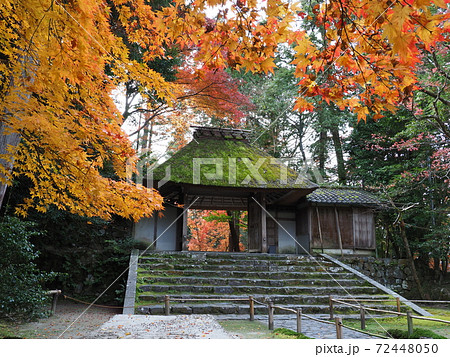 京都 法然院の紅葉の写真素材