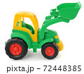 Children's plastic toy, yellow-green bulldozer isolated on white 72448385
