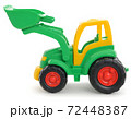 Children's plastic toy, yellow-green bulldozer isolated on white 72448387