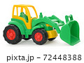 Children's plastic toy, yellow-green bulldozer isolated on white 72448388