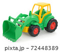 Children's plastic toy, yellow-green bulldozer isolated on white 72448389