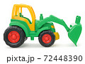 Children's plastic toy, yellow-green bulldozer isolated on white 72448390