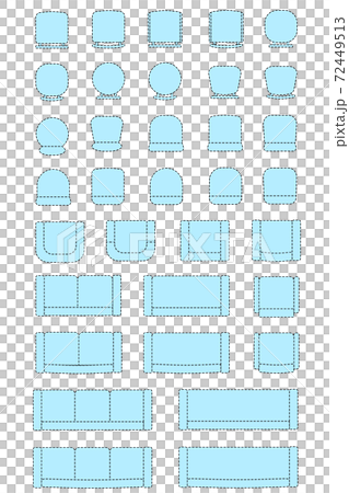インテリアイラスト素材 平面図椅子セットのイラスト素材