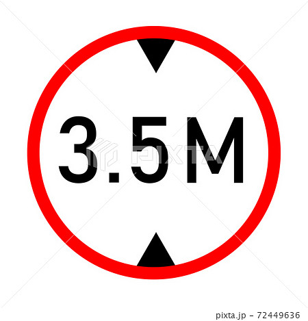 height limit traffic sign on white background. red circle sign found near that pass under bridges. 3.5 meter height restriction road sign. flat style. height limit traffic sign on white background. red circle sign found near that pass under bridges. 3.5 meter height restriction road sign. flat style. 72449636