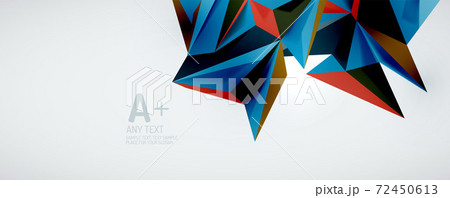 Vector triangle geometric backgrounds. Low poly 3d shape on light backdrop. Vector illustration for covers, banners, flyers and posters and other designs Vector triangle geometric backgrounds. Low poly 3d shape on light backdrop. Vector illustration for covers, banners, flyers and posters and other designs 72450613