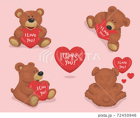 Cute Plush Teddy Bear with heart. Set love...のイラスト素材