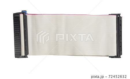 IDE computer cable isolated white background. ATA, PATA. Old computer. IDE computer cable isolated white background. ATA, PATA. Old computer. 72452632