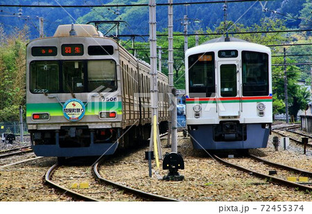 秩父鉄道 三峰口駅にての写真素材