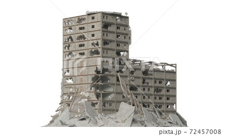 Ruined building isolated on white 3d illustration 72457008
