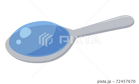 小さいスプーンに乗ったとろみ水のイラストのイラスト素材