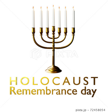 International holocaust remembrance day, Minora candlestick on white background, isolate 72458054
