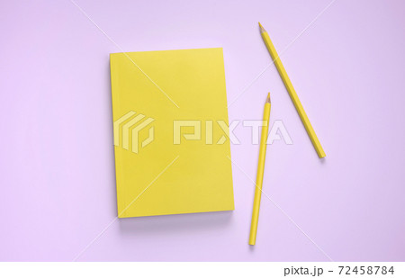 flat lay yellow color book stationery flat lay yellow color book stationery 72458784