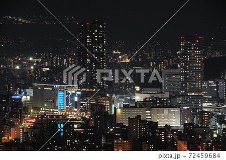 広島県広島市 黄金山から広島駅方面の夜景の写真素材