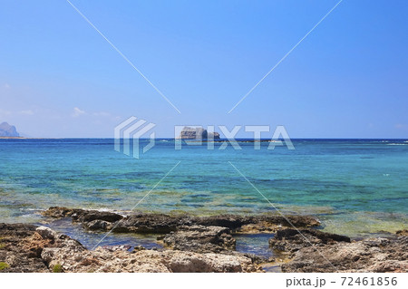 GRAMVOUSA - BALOS, THE CRETE ISLAND, GREECE - JUNE 4, 2019:Beautiful seaview at the Gramvousa island GRAMVOUSA - BALOS, THE CRETE ISLAND, GREECE - JUNE 4, 2019:Beautiful seaview at the Gramvousa island 72461856